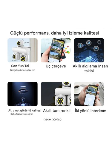 Full Hd 12mp 6k Speed Dome 3 Lens Renkli Gece Görüş İki Yönlü Ses
