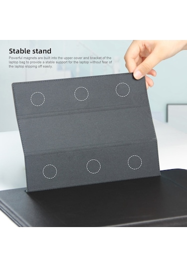 Xindoker 13.3 İnç Macbook Uyumlu İçin Ultra İnce Siyah Dizüstü Bilgisayar Stantlı Pudra Çantası Siyah