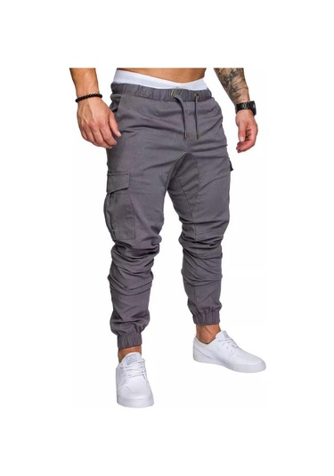 Erkek İlkbahar Ve Sonbahar Uzun Pantolon Moda Günlük İpli Elastik Pantolon Düz Renk Cepli Pantolon Açık Gri Erkek İlkbahar Ve Sonbahar Uzun Pantolon Moda Günlük İpli Elastik Pantolon Düz Renk Cepli Pantolon Açık Gri