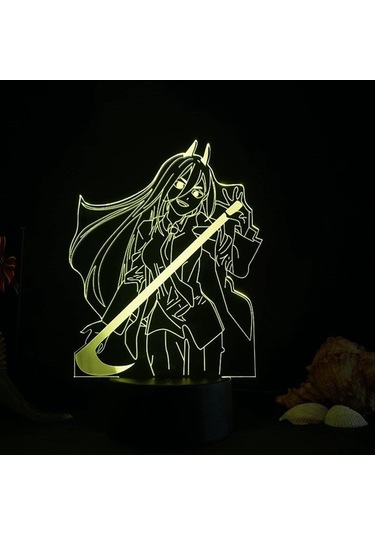 Goldenqian Anime Testere Adam Figürü 3d Gece Lambası Renkli Uzaktan Kumanda Dokunmatik Usb Led Masa Lambası Manga Testere Adam Cy8hsy Siyah