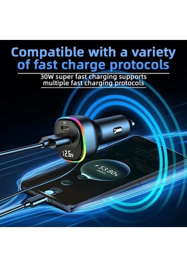 Novahub Yq5 Pd 105w Çakmak Adaptörü 5 Bağlantı Noktası Araç Şarj Cihazı Arka Koltuk İçin