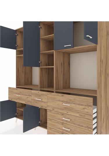 Kronos Dolap 10 Raflı 6 Çekmeceli 8 Kapaklı 220x59x243 Çam-antrasit/çam Antrasıt/atlas Çam Kronos Dolap 10 Raflı 6 Çekmeceli 8 Kapaklı 220x59x243 Çam-antrasit/çam Antrasıt/atlas Çam