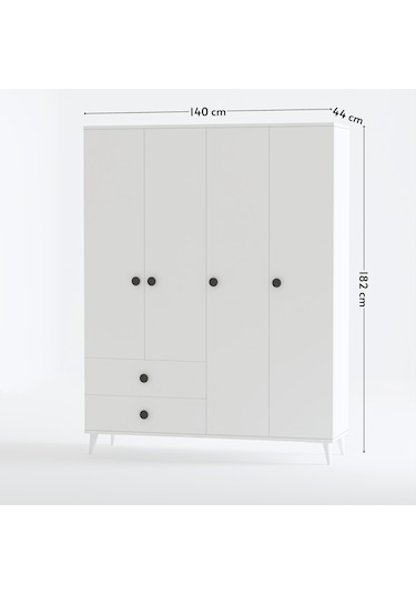 Opal 4 Kapaklı 2 Çekmeceli Gardırop