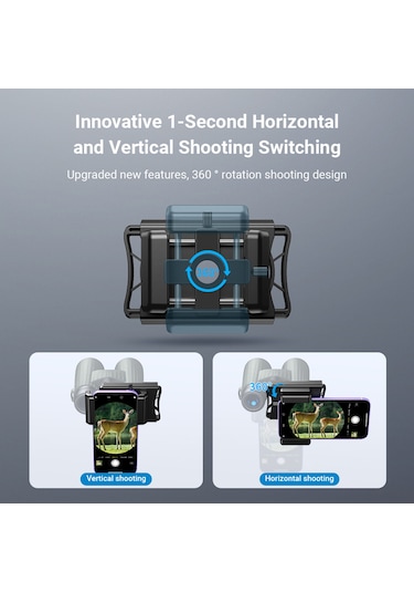 Wezone Apexel Teleskop Telefon Bağlayıcı Apl-f002x: 23-50mm Gözlük Çapı, 66-95mm Telefon Genişliği, Bluetooth Şerit, Siyah