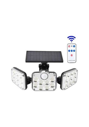 Besthome1 Üç Kafa Led Güneş Enerjili Duvar Lambası, Dış Mekan Işığı, 138 Led, Solar Bahçe Lambası