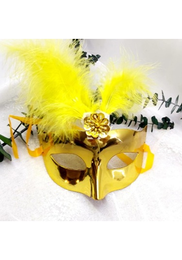 Tüylü Maske Kına Aksesuarı Maske Altın