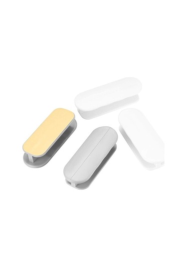 Tutacak Seti Yapışkanlı Sürgülü Kapı Kolları, Pencere Kolları - Beyaz + Gri 4 Adet.