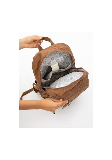 Ultra Hafif Çok Cepli Su Geçirmez Sırt Çantası Unisex Taba Model: 571-2e - Taba