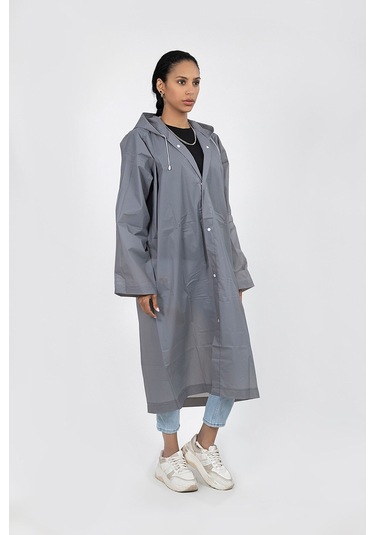Polo55.sport.1855 Gri Kapüşonlu Çıtçıtlı Yağmurluk Ve Rüzgarlık Gri