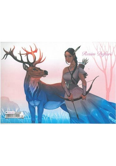 Sim 25x35 Spiralli Karton Kapak 15 Yaprak Resim Defteri Geyikli