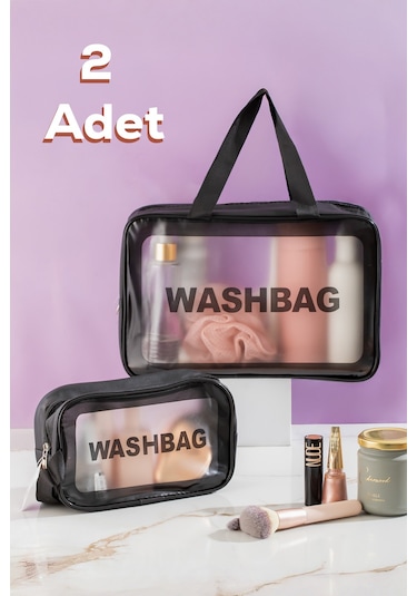 Porsima 2li Şeffaf Seyahat Ve Makyaj Çantası Su Geçirmez Organizer Washbag