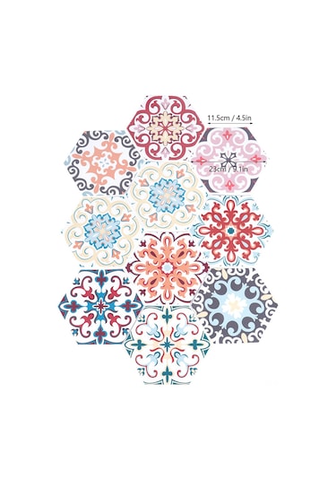 Shineyee 10 Adet Pvc Hexagon Dekoratif Zemin Sticker - Kendine Yapışkan, Su Geçirmez, Kaymaz, Ev Dekoru İçin Mutfak/banyo Duvar Ve Zemin Kaplama Diğer