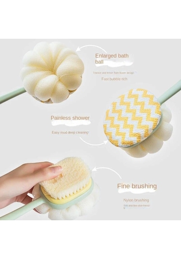 Banyo Fırçası Sırt Fırçası Uzun Saplı Yumuşak Saçlar Banyo Fırçası