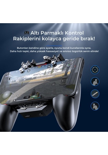 Coofbe Profesyonel Yüksek Hassasiyetli 4000mah Şarjlı 6 Parmak Telefon Soğutucu Ve Joystick Gamepad Tetik