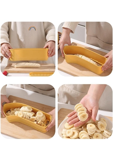 Homyl Muz Dilimleyici Salatalık Meyve Kesici Çok İşlevli Sarı