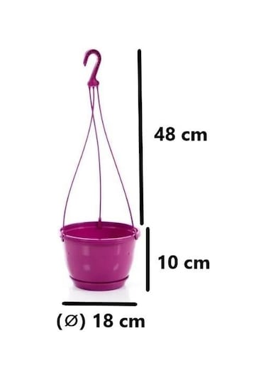 Omnipazar So-sm01 Safir Makrome Askılı Balkon Saksı 1,7 Lt Vişne 6 Adet