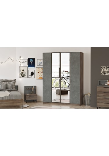 Robinhome Robin Home Montana 4 Kapaklı Çekmeceli Aynalı Gardırop Mo2-Cg