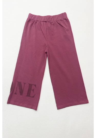 Kız Çocuk Eşofman Takımı Çizgili İspanyol Paça B17 Vişne Çürüğü