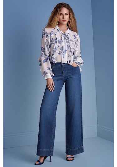 Uzun Kollu Çok Renkli Şifon Gömlek Çok Renkli