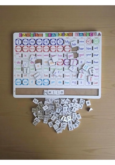 Ahşap İngilizce Eğitim Seti İngilizce Öğreniyorum Tableti - Büyük Ölçü 39x29 Cm