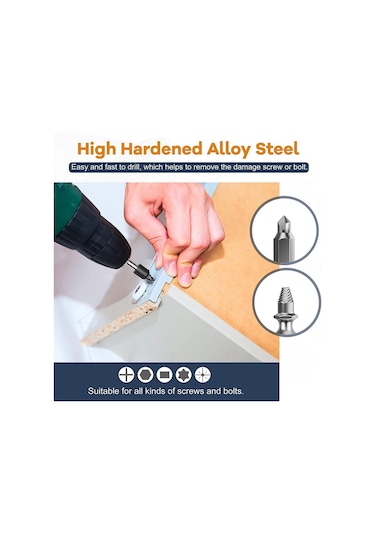 Tangshopping Kırık Vida Sökme Seti-22 X Kolay Çıkarılabilen Vida Çıkarma Seti-gri