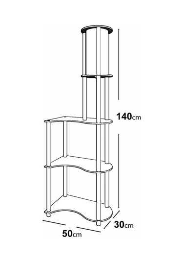 Ravilo Estilo Dekoratif Raflı Lambader Ceviz Ceviz