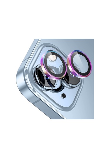 Buff Iphone Uyumlu 14 / 14 Plus Uyumlu Kamera Metal Lens Gökkuşağı