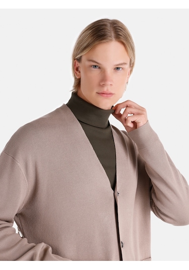 Colins Regular Fit Bej Erkek Hırka Cl1065216 Açık Kahverengi