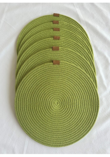 Yuvarlak Amerikan Servis Sofra Altlığı, Masa Dekoru Supla 33x33 6lı Fıstık Yeşil