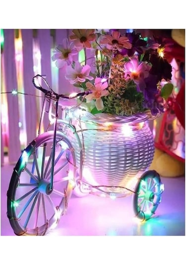 Ev Balkon Ve Parti İçin 3 Metre Pilli Renkli Peri Led Yılbaşı Süsü Işık Renkli