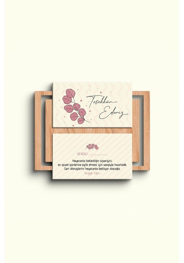 Çift Yön Çiçek Desenli Teşekkür Kartı Thank You Cart Pytktskk20