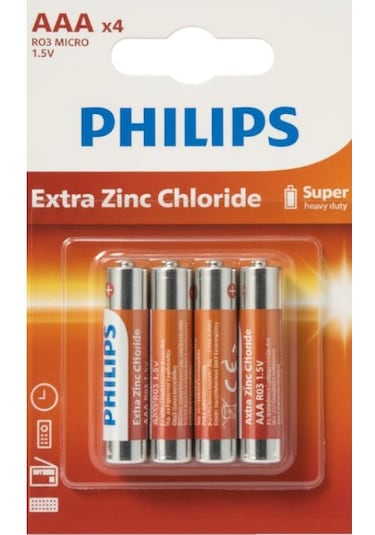 Philips Extra Çinko Aaa Kalem Pil 1.5v 4lü Blister Paket R03l4b
