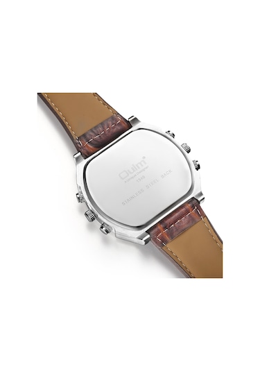 Leezsing Oulm Erkek Kuvars Pu Deri Bantlı Bilek Saati Kişiselleştirilmiş Büyük Boy Kasa Termometre Pusula Çift Kuvars Hareketleri Saatler