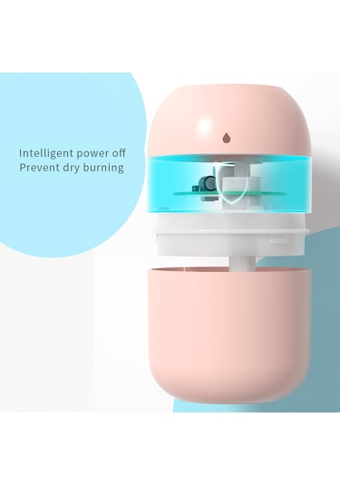 Mufunye 220ml Usb Portatif Aromaterapi Damlacık Nemlendirici: Sessiz Nanohumidifikasyon, Gece Lambası Ve Sürekli/ardışık Sprey Modu - Pembe