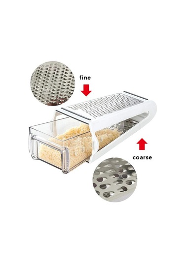 Çift Taraflı Peynir Rendesi Sebze Rendesi Kapaklı Saklama Kabı Havuç Salatalık Dilimleyici Kesici Mutfak Gereçleri Paslanmaz Bıçaklar Beyaz