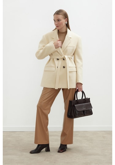 Manuka Deri Palazzo Paça Pantolon Camel