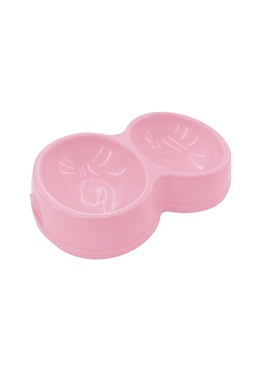 8566 Çiftli Kedi/Köpek Mama Kabı Pembe