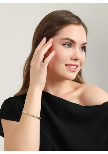 Altın Gurmet Bileklik İtaly Kilit 19 Cm En 5 Mm T14444 Renkli