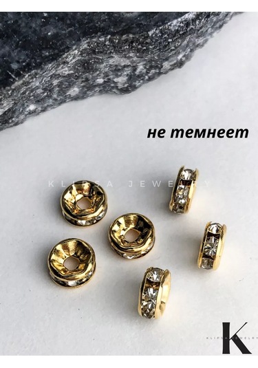 Klipsa Jewelry 20 Adet, 6 3 Mm Altın Rengi Taşlarla Süslenmiş Boncuklar İçin Ayırıcılar 243395145