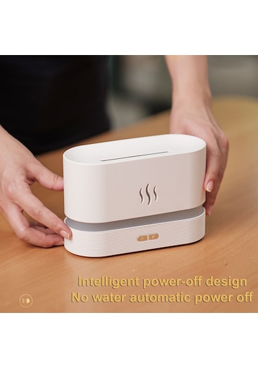 Moveevo Beyaz Ev Odası Ofis Kullanıma Uygun 180ml Buhar Saçıran Ateş Efekti Fons Lambalı Nemlendirici 701 Modeli