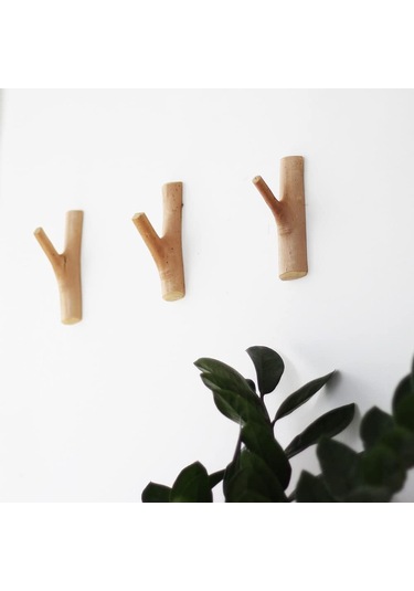 Genişlik 2-3 Cm 4 Adet Doğal Ahşap Kanca, Ahşap Kancalar, Silindirik Elbise Kancaları, Dekoratif Duvar Kancaları, Palto Şapka Çanta Havlu Asmak İçin Ahşap Kancalar