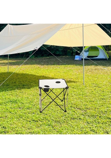 Dolıty Katlanabilir Kamp Masası Ağır Hizmet Tipi Çerçeve Beyaz Ve Siyah Çok Renkli