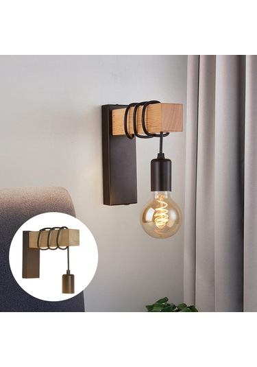 Homyl Ahşap Duvar Lambası Aplik Işık Fikstürü Anahtarsız Anahtarsız Diğer