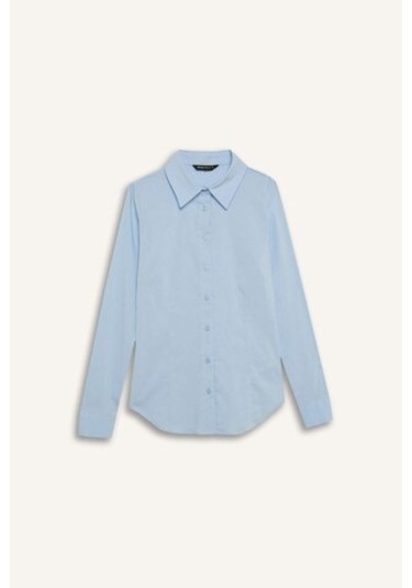 DeFacto Regular Fit Basic Düz Bengalin Uzun Kollu Gömlek I5278AZ25SPBE366 Mavi DeFacto Regular Fit Basic Düz Bengalin Uzun Kollu Gömlek I5278AZ25SPBE366 Mavi