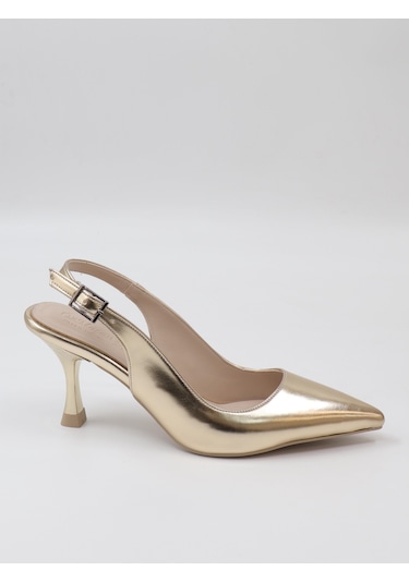 Nesilshoes Nesil Shoes Özma 202 Altın Topuklu Kadın Sandalet