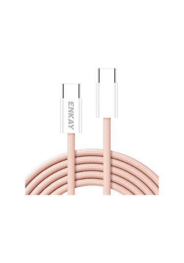 Enkay Cb174 İlacı Renk 60w Usb-c / Type-c'den Type-c'e Şarj Veri Kablosu, Uzunluk: 1.5m Pembe
