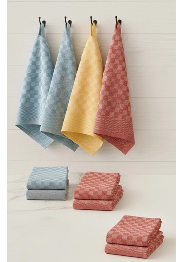 6lı Mutfak Kurulama Bezi 45x65 Cm Pötikare Desen Çok Renkli