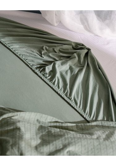 Madame Coco Marlene Tek Kişilik %100 Pamuk Penye Lastikli Nevresim Takımı - Haki 8684427199060 Çok Renkli