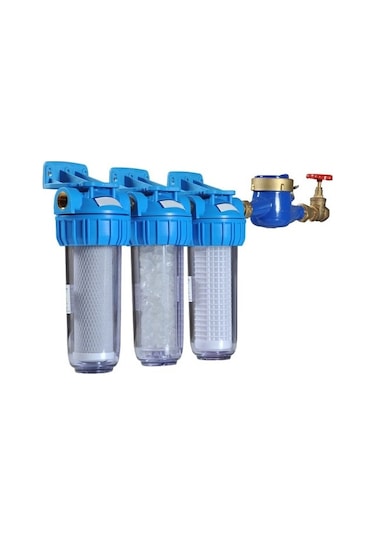 Sulook Daire Girişi 10 İnç Tortu, Kireç Ve Klor Önleyici Üçlü Sayaç Filtresi