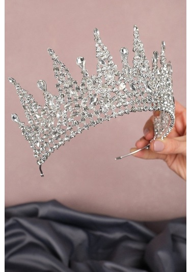 FdayAksesuar Kadın Hatria Model Gümüş Gelin Tacı FRDY31605